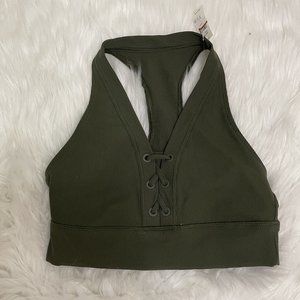 Aerie Longline Sports Bra Bralette Green Medium